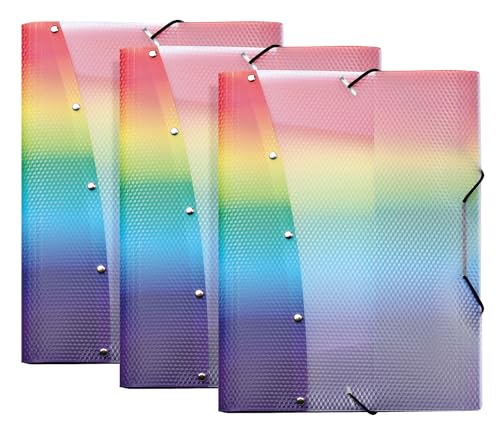 VELOFLEX 4442404-3 - Sammelmappe Rainbow Diamond, DIN A4, 3 Ordnungsmappen mit Gummizug, strapazierfähig, Jurismappe aus PP VELOFLEX 4442404-3 - Sammelmappe Rainbow Diamond, DIN A4, 3 Ordnungsmappen mit Gummizug, strapazierfähig, Jurismappe aus PP von VELOFLEX