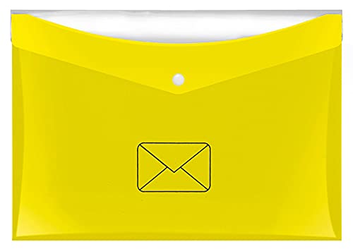 VELOFLEX 4530119 - Dokumententasche Post, Postmappe DIN A4, PP, Druckknopfverschluss, zusätzliche Tasche, gelb, 1 Stück von VELOFLEX