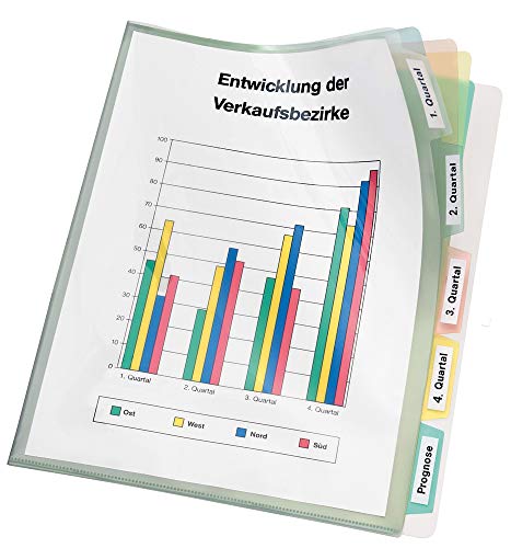 VELOFLEX 4540000 - Registerhülle DIN A4, Prospekthülle mit Register aus PP-Folie, Hüllenregister farbig transparent, 1 Stück von VELOFLEX