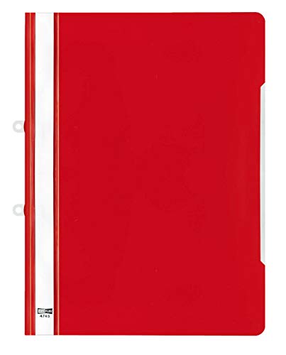 VELOFLEX 4745021 - Angebotshefter DIN A4, PVC, Deckel transparent, mit Beschriftungsstreifen, rot, 20 Stück von VELOFLEX