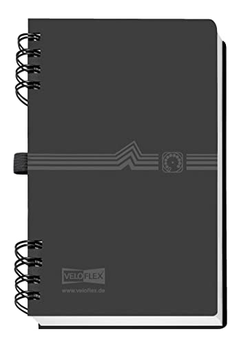 VELOFLEX 5106180 - Adressbuch mit Spiralbindung DIN A6, PP, mit 12-tlg. Register, Telefonringbuch schwarz von VELOFLEX
