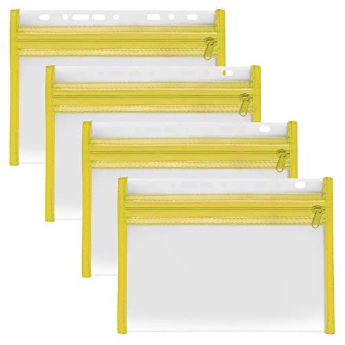 VELOFLEX A435001 - Dokumentenhülle mit Reißverschluss, 4 Stück, DIN A5, abheftbar, gelb, VELOBAG XXS, Reißverschlusstasche von VELOFLEX