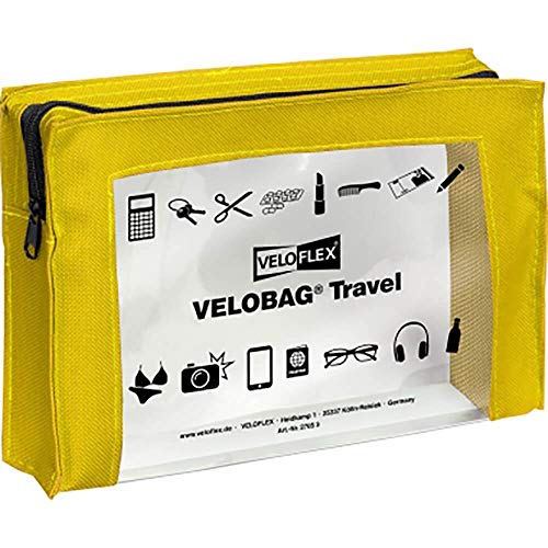 Veloflex 2705310 - VELOBAG Travel DIN A5 Kleinkrambeutel Reißverschlusstasche Mehrzwecktasche, Textil und PVC, gelb, 1 Stück von VELOFLEX