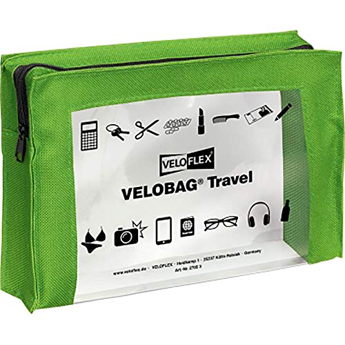 Veloflex 2705341 - VELOBAG Travel DIN A5 Kleinkrambeutel Reißverschlusstasche Mehrzwecktasche, Textil und PVC, grün, 1 Stück von VELOFLEX