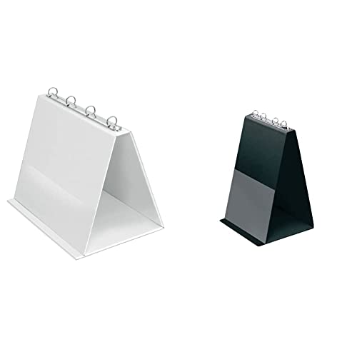 Veloflex 4101090 - Tisch-Flipchart A4, Präsentation weiß & 4102080 - Tisch-Flipchart, DIN A4 hoch, Aufstellringbuch, mit 10 Hüllen, schwarz, 1 Stück von VELOFLEX