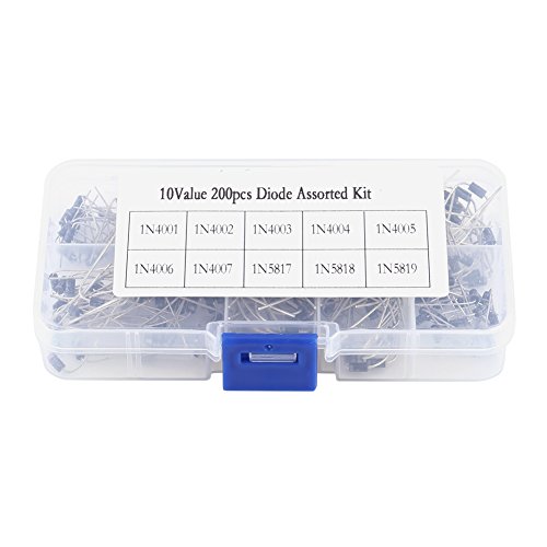 Energie verbrauchende Komponenten Schottky-Diode + Das Sortiment Hlitand 200-teiliges 10-Werte-Kit LED-Leuchtdioden Runde Leuchtdiode 1N4001~1N4007 1N5817~1N5819 Klarsichtbox Zubehör-Ersatz Energie verbrauchende Komponenten Schottky-Diode + Das Sortiment Hlitand 200-teiliges 10-Werte-Kit LED-Leuchtdioden Runde Leuchtdiode 1N4001~1N4007 1N5817~1N5819 Klarsichtbox Zubehör-Ersatz von VELUNE
