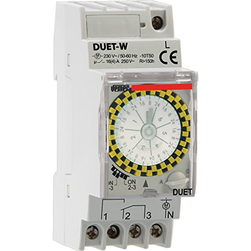 VEMER VE125100 Duet-W - Elektromechanisch Zeitschaltuhr mit Wöchentlich Programmierung, DIN-Schienenmontage, Grau VEMER VE125100 Duet-W - Elektromechanisch Zeitschaltuhr mit Wöchentlich Programmierung, DIN-Schienenmontage, Grau von VEMER