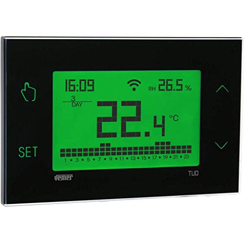 VEMER VE772100 TUO WIFI - Thermostat Heizung Smart Home, WLAN Raumthermostat, Wochenprogrammierung, Steuerbar mit APP über Smartphone mit iOS und Android, Stromversorgung 230V, Schwarz VEMER VE772100 TUO WIFI - Thermostat Heizung Smart Home, WLAN Raumthermostat, Wochenprogrammierung, Steuerbar mit APP über Smartphone mit iOS und Android, Stromversorgung 230V, Schwarz von VEMER