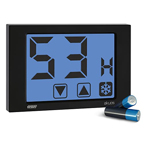 VEMER VE791300 AKUOS - Digitale Hygrostat mit Touchscreen, Wandmontage, Stromversorgung Batteriebetrieben, Schwarz von VEMER