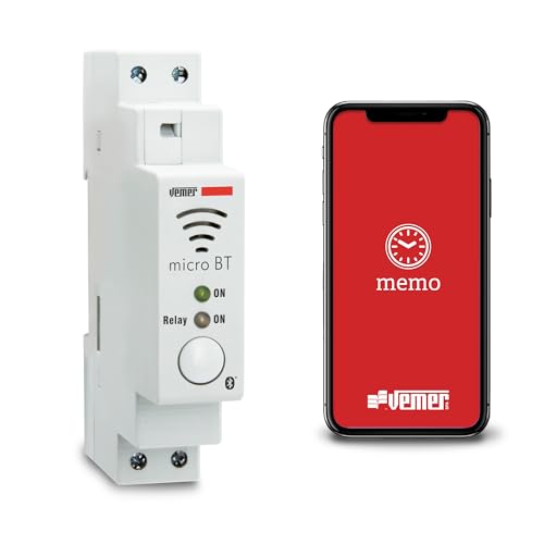 VEMER VE797200 MICRO BT - Astronomischer oder Stündlicher Zeitschaltuhr, Programmierung mit Bluetooth und APP, Montage DIN-Hutschiene, Weiß von VEMER