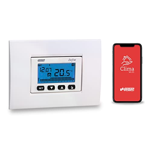 VEMER Ve792200 Dafne WiFi Thermostat, 230 V, Steuerung mit Smartphone über APP verfügbar auf iOS und Android, kompatibel mit Alexa und Google Home, Weiß und Grau von VEMER
