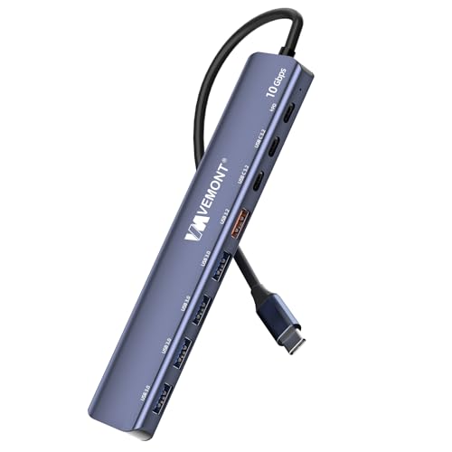 USB C Hub 10Gbps,VEMONT 7 in 1 Aluminium USB 3.1/3.2 Hub mit 2 USB C 3.2 & USB A 3.2 & 4 USB A 3.0 Ports,100w PD Charging,USB C Splitter Kompatibel mit MacBook/iPad/Laptop/Phones und USB C Geräten USB C Hub 10Gbps,VEMONT 7 in 1 Aluminium USB 3.1/3.2 Hub mit 2 USB C 3.2 & USB A 3.2 & 4 USB A 3.0 Ports,100w PD Charging,USB C Splitter Kompatibel mit MacBook/iPad/Laptop/Phones und USB C Geräten von VEMONT