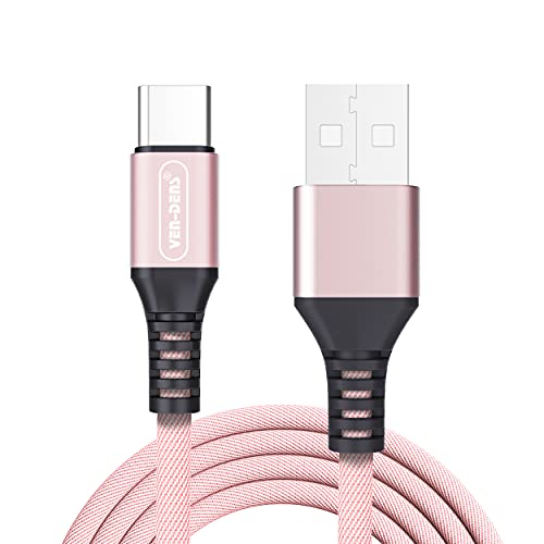 VEN-DENS USB Typ C Ladekabel für Samsung Galaxy Z Flip 4 / Z Fold 4 / S22 / S22 Plus / S22 Ultra 5G, [1,5 m] 3A Nylon geflochtenes Kabel USB auf USB C Ladekabel Schnellladekabel (Roségold) von VEN-DENS