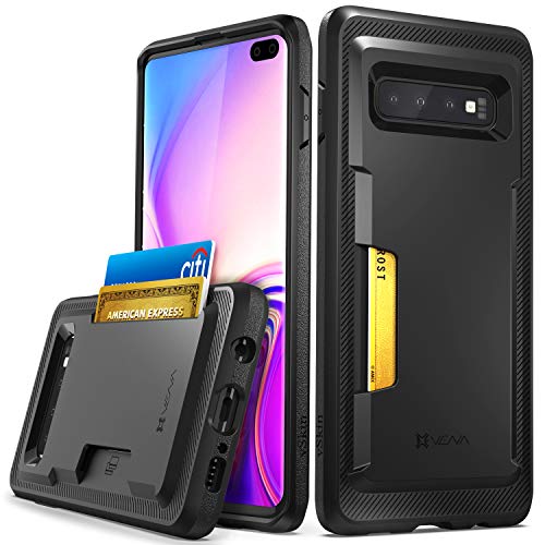 VENA Galaxy S10 Plus Kartenetui, [vSkin] Dünne Schutz-TPU-Kreditkarten-Kartenhalter-Abdeckung kompatibel mit Galaxy S10+ - Schwarz von VENA