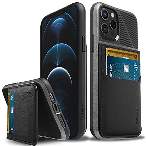 VENA Legacy RFID Schutz Brieftasche Hülle Kompatibel Mit Apple iPhone 12 / iPhone 12 Pro (6,1"-inch), (magsafe kompatibel, 2 Kartenhalter Slots) Leder Etui Schutzhülle HandyHülle mit Standfunktion von VENA