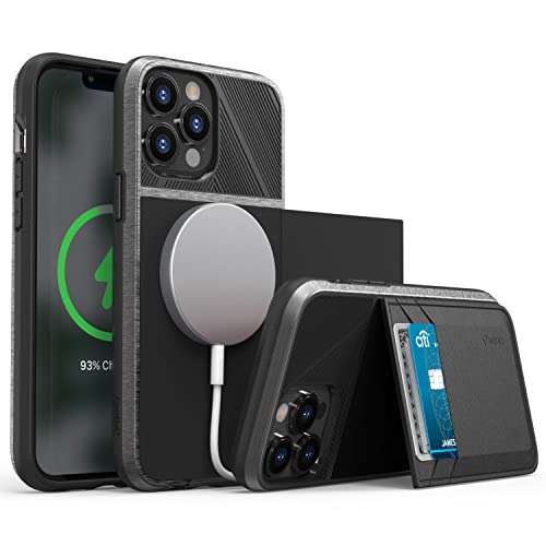 VENA Legacy RFID Schutz Brieftasche Hülle Kompatibel Mit Apple iPhone 13 Pro Max (6.7"-inch), (magsafe kompatibel, 2 Kartenhalter Slots) Leder Etui Schutzhülle HandyHülle mit Standfunktion - Grau von VENA