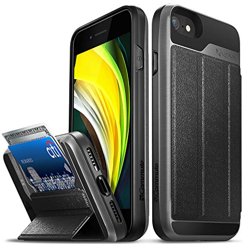 VENA iPhone SE 2020 / iPhone 8 7 Hülle, vCommute (Military Grade, Kartenfach) HandyHülle mit Standfunktion, Leder Flip Brieftasche Etui Schutzhülle für Apple iPhone SE2 8 7 (4.7-inch) - Grau von VENA