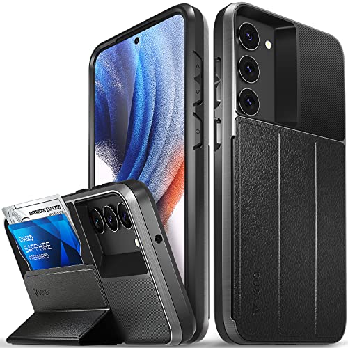 Vena vCommute Brieftasche Hülle für Samsung Galaxy S23 Plus (2023), (Military Grade, Kartenfach) HandyHülle mit Standfunktion, Leder Flip Brieftasche Etui Schutzhülle - Grau von VENA
