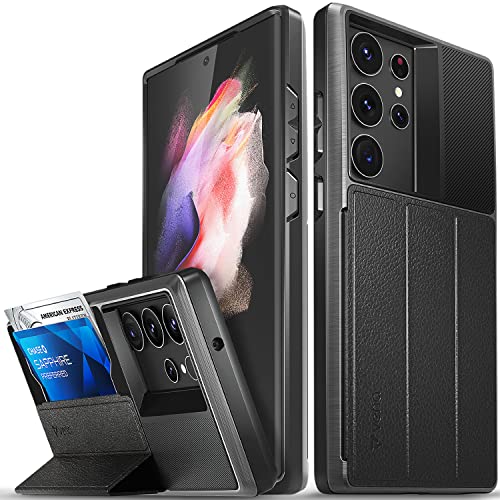 Vena vCommute Brieftasche Hülle für Samsung Galaxy S23 Ultra (2023), (Military Grade, Kartenfach) HandyHülle mit Standfunktion, Leder Flip Brieftasche Etui Schutzhülle - Grau von VENA