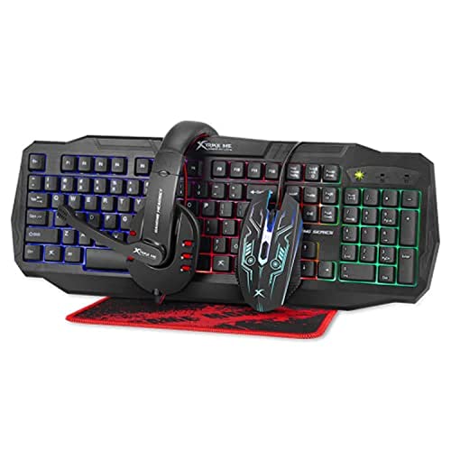 XTRIKE ME CM-406 Pack Gaming-Tastatur mit spanischer QWERTY-Tastatur mit 104 Tasten mit Membran-System, optische Maus 4 Tasten mit DPI-Auswahl, Stereo-Kopfhörer mit Mikrofon und Pad 250 x 210 x 2 mm von VENDAS