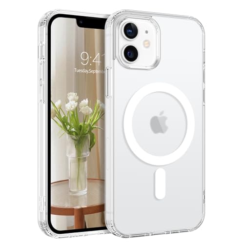 VENINGO Hülle für iPhone 13 Mini/iPhone 12 Mini 5,4 Zoll kompatibel mit MagSafe Wireless Charging, Handyhülle iPhone 12 Mini, Stoßfeste Handyhülle, Tratzfeste Transparente Rückseite, Transparent von VENINGO