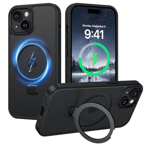 VENINGO für iPhone 15 Hülle mit Unsichtbarer Ständer, Kompatibel mit MagSafe, Matt Rückseite, Stoßfest, Kratzfest, Anti-Fingerabdruck, iPhone 15 Handyhülle 6,1 Zoll, Schwarz VENINGO für iPhone 15 Hülle mit Unsichtbarer Ständer, Kompatibel mit MagSafe, Matt Rückseite, Stoßfest, Kratzfest, Anti-Fingerabdruck, iPhone 15 Handyhülle 6,1 Zoll, Schwarz von VENINGO
