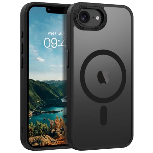 VENINGO Hülle für iPhone 16e Magnetische, Matt Durchsichtig Rückseite Ultra Dünn Stoßfest Kratzfest, Fingerabdruck-resistente iPhone 16e Handyhülle, Schwarz von VENINGO