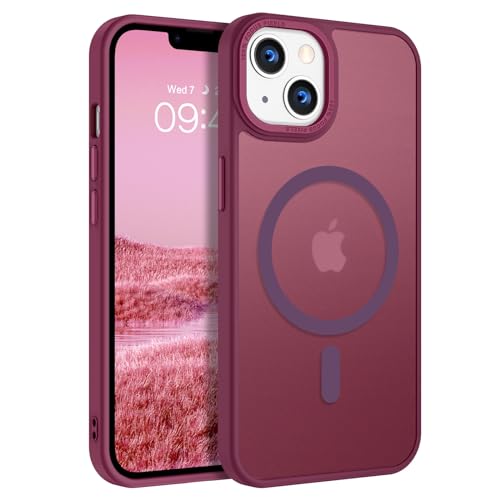 VENINGO Magnetische Schutzhülle für iPhone 13/iPhone14, kompatibel mit MagSafe Schutzhülle, transparent, matt, Silikon, TPU, Anti-Fingerabdruck, Schutzhülle für iPhone 13/iPhone 14 6,1 Zoll, Dunkelrot VENINGO Magnetische Schutzhülle für iPhone 13/iPhone14, kompatibel mit MagSafe Schutzhülle, transparent, matt, Silikon, TPU, Anti-Fingerabdruck, Schutzhülle für iPhone 13/iPhone 14 6,1 Zoll, Dunkelrot von VENINGO
