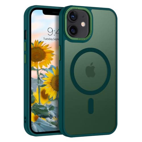 VENINGO Schutzhülle für iPhone 12/12 Pro, 6,1 Zoll, kompatibel mit MagSafe, stoßfest, matt, transparent, 360 Grad, strapazierfähig, Rundumschutz, Bumper (Grün) von VENINGO