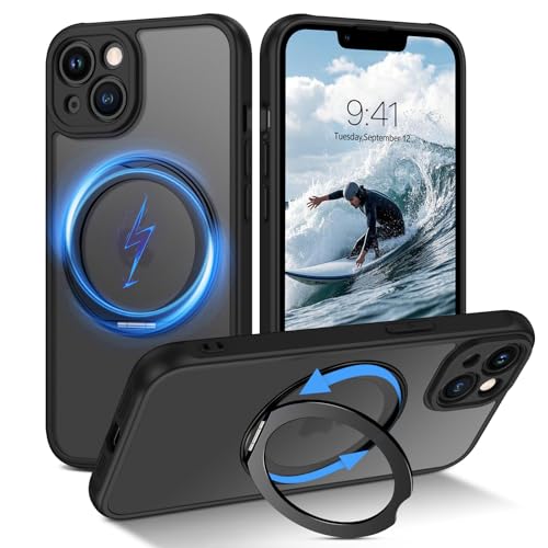 VENINGO Schutzhülle für iPhone 13 Mini, kompatibel mit MagSafe 360° drehbarer Ständer, Ringhalter, durchscheinend, stoßfest, schlank, 360° Schutzhülle, Schwarz VENINGO Schutzhülle für iPhone 13 Mini, kompatibel mit MagSafe 360° drehbarer Ständer, Ringhalter, durchscheinend, stoßfest, schlank, 360° Schutzhülle, Schwarz von VENINGO