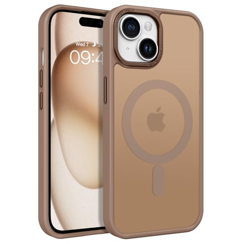 VENINGO Schutzhülle für iPhone 15, kompatibel mit MagSafe, matt, durchscheinend, stoßfest, militärischer Schutz, magnetisch, für Mädchen, Damen, Herren, Braun VENINGO Schutzhülle für iPhone 15, kompatibel mit MagSafe, matt, durchscheinend, stoßfest, militärischer Schutz, magnetisch, für Mädchen, Damen, Herren, Braun von VENINGO