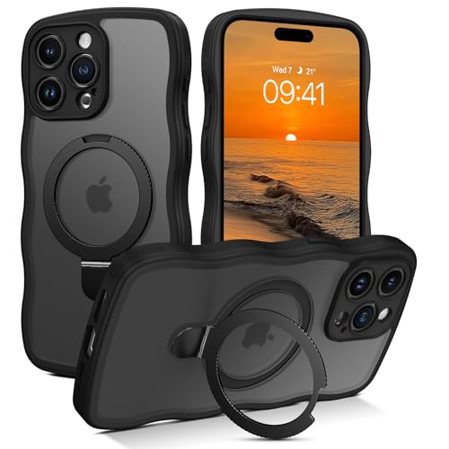 VENINGO Schutzhülle für iPhone 15 Pro Max, magnetisch, dünn, MagSafe, gewellter Rand, durchscheinend, matte Rückseite, faltbarer Ringhalter, Ständer, stoßfest, Schutzhülle für iPhone 15 Pro Max 6,7 VENINGO Schutzhülle für iPhone 15 Pro Max, magnetisch, dünn, MagSafe, gewellter Rand, durchscheinend, matte Rückseite, faltbarer Ringhalter, Ständer, stoßfest, Schutzhülle für iPhone 15 Pro Max 6,7 von VENINGO