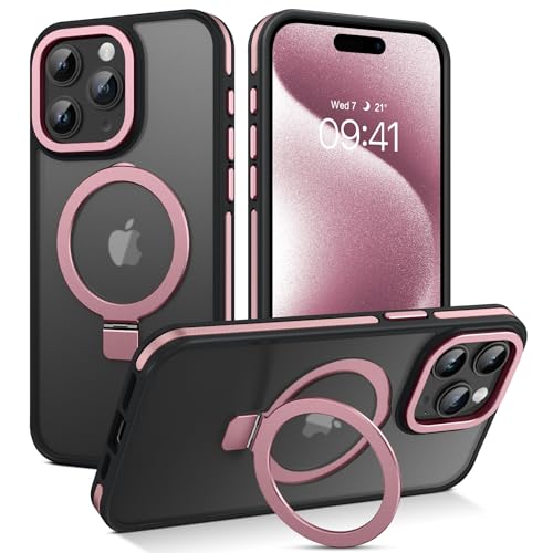 VENINGO Schutzhülle für iPhone 15 Pro Max, magnetisch, schlanke Passform, MagSafe, durchscheinend, matt, Autohalterung, unterstützt, faltbarer Ringhalter, Ständer, stoßfest, Schutzhülle für iPhone 15 VENINGO Schutzhülle für iPhone 15 Pro Max, magnetisch, schlanke Passform, MagSafe, durchscheinend, matt, Autohalterung, unterstützt, faltbarer Ringhalter, Ständer, stoßfest, Schutzhülle für iPhone 15 von VENINGO