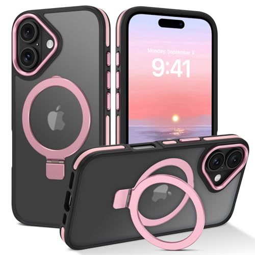 VENINGO Schutzhülle für iPhone 16, magnetisch, schlanke Passform, MagSafe, durchscheinend, matt, Autohalterung, unterstützt mit faltbarem Ringhalter, Ständer, stoßfest, Schutzhülle für iPhone 16, 15,5 VENINGO Schutzhülle für iPhone 16, magnetisch, schlanke Passform, MagSafe, durchscheinend, matt, Autohalterung, unterstützt mit faltbarem Ringhalter, Ständer, stoßfest, Schutzhülle für iPhone 16, 15,5 von VENINGO