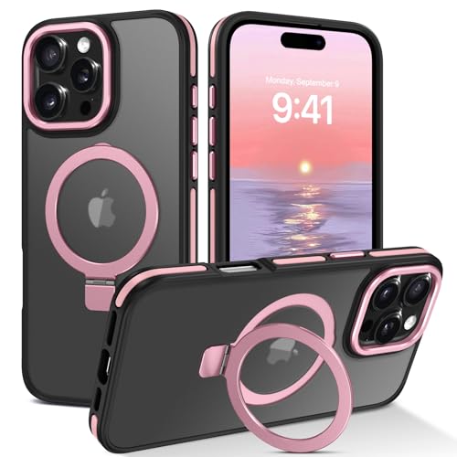 VENINGO Schutzhülle für iPhone 16 Pro Max, magnetisch, schlanke Passform, MagSafe, durchscheinend, matt, Autohalterung, unterstützt, faltbarer Ringhalter, Ständer, stoßfest, Schutzhülle für iPhone 16 VENINGO Schutzhülle für iPhone 16 Pro Max, magnetisch, schlanke Passform, MagSafe, durchscheinend, matt, Autohalterung, unterstützt, faltbarer Ringhalter, Ständer, stoßfest, Schutzhülle für iPhone 16 von VENINGO