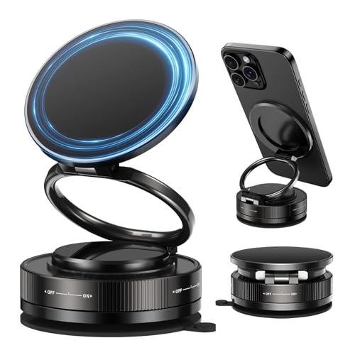 VENINGO Vakuum Magnetischer Saugnapf Auto Handyhalterung, Upgrade 360° Einstellbare Magnetische Saugnapf Telefonhalterung, Faltbarer Ständer für Auto, Armaturenbrett, Kompatibel mit iPhone/Samsung VENINGO Vakuum Magnetischer Saugnapf Auto Handyhalterung, Upgrade 360° Einstellbare Magnetische Saugnapf Telefonhalterung, Faltbarer Ständer für Auto, Armaturenbrett, Kompatibel mit iPhone/Samsung von VENINGO
