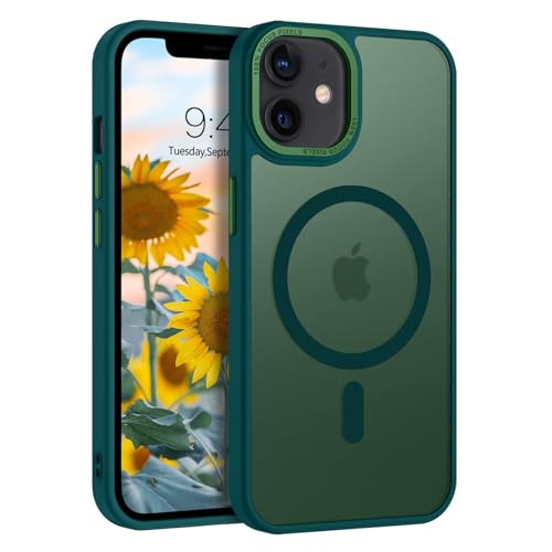VENINGO für iPhone 12/12 Pro Hülle 6,1", Kompatibel mit MagSafe stoßfeste Handyhülle, matt durchscheinend, 360 Grad Rundumschutz, Anti-Kratzer und Anti-Fingerabdrücke, Grün von VENINGO
