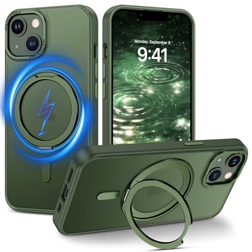 VENINGO für iPhone 13/14 Hülle mit Unsichtbarer Ständer, Kompatibel mit MagSafe, Matt Durchscheinende Rückseite, Stoßfest, Kratzfest, Anti-Fingerabdruck, iPhone 13/14 Handyhülle 6,1 Zoll, Grün VENINGO für iPhone 13/14 Hülle mit Unsichtbarer Ständer, Kompatibel mit MagSafe, Matt Durchscheinende Rückseite, Stoßfest, Kratzfest, Anti-Fingerabdruck, iPhone 13/14 Handyhülle 6,1 Zoll, Grün von VENINGO