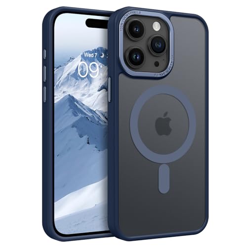 VENINGO für iPhone 15 Pro Hülle 6,1'', Magnetisch Durchscheinend Matt Handyhülle iPhone 15 Pro Kompatibel mit Magsafe Schlank Stoßfest Anti-Fingerabdruck Kratzfest Schutzhülle, Blau von VENINGO