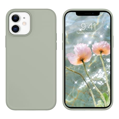 VENINGO iPhone 12/Pro Hülle Silikon Case, iPhone 12/Pro Handyhülle, Flüssig Silikon Gel Gummi mit Mikrofaser Kratzfeste Schutzhülle Matte Hülle für iPhone 12/Pro 6,1'' 2020 Grün von VENINGO