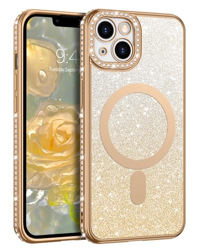 VENINGO iPhone 13 Hülle Glitzer kompatibel mit MagSafe, Handyhülle iPhone 13 klarer Farbverlauf, glitzernd weich TPU, für Damen und Mädchen, stoßfeste Schutzhülle für iPhone 13 6,1'', Gold-Glitzer von VENINGO