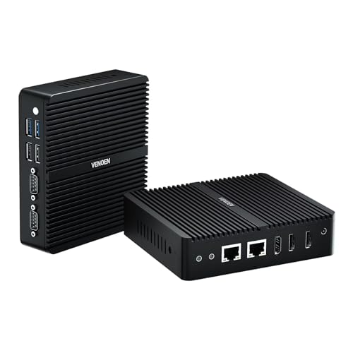 Mini-Computer-Desktop-PC der 12. Gen, Celeron J6412, Windows 11, 8GB DDR4 RAM 512GB SSD, 2x HD-MI, DP, 4K Output, Dual Lan, 2x RS232 COM, USB3.0, Dual Band Wifi, BT4.2, Kleines Gehäuse, lüfterloses von VENOEN