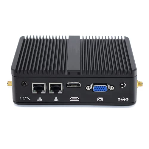 VENOEN Lüfterlos Mini PC Windows 10 pro, Celeron J4125, 4GB DDR4 RAM 256GB SSD, HD-MI, VGA, Dual Display, RS232 COM, 2X Gigabit LAN, USB3.0, WiFi AC, BT, Small Desktop Computer, HTPC, Auto Power On von VENOEN