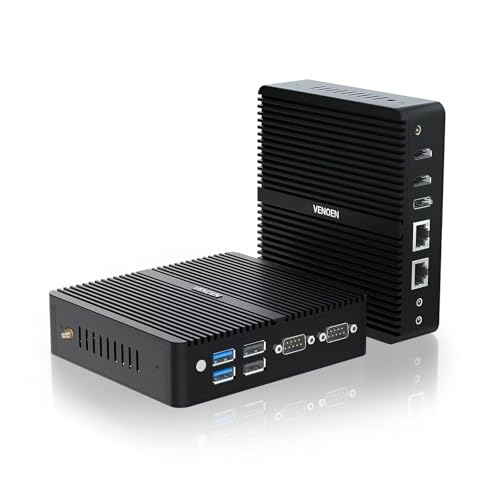 VENOEN Mini PC lüfterlos N100 Prozessor(bis 3,4GHz), Business Micro PC Industrial Design TDP 15W, WIN11 Pro Mini Desktop Computer 4K, Wi-Fi, Dual HD + DP 3 Display, 2xRS232 COM, 8GB DDR4 256GB SSD von VENOEN