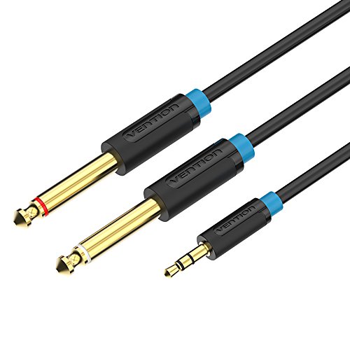 3.5mm Klinke auf Dual 6.35mm Mono Y Splitter Audio Kabel, Vention Audiokabel Dual 6.35 zu 3.5 mm Stecker zu Stecker Stereo Audio Splitter Kabel für Mixer, Gitarre, Recorder, Verstärker, Laptop (0.5 M) von VENTION