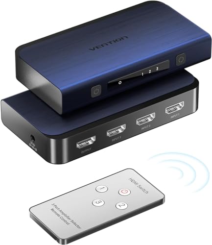 HDMI Switch 3 In 1 Out, VENTION HDMI Splitter 4K@60Hz Wireless Remoter Control HDMI Switcher Unterstützt 3D HDCP 2.2 für PS5/PS4/PS3, DVD, Blu-ray, Xbox, Roku, PC, TV, Monitor, Projektor von VENTION