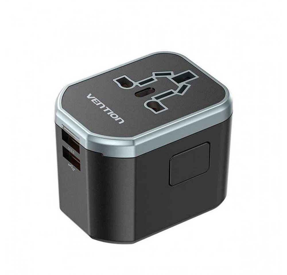 VENTION 3-Port USB (C + A + A) Universal-Reiseadapter (20 W/18 W/18 W) Schwarz Reiseadapter von VENTION