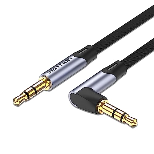 VENTION 3.5mm Aux Cable 0.5m 90 Degree Audio Cable Flat TRS Cord 3.5mm to 3.5mm Stereo Jack to Jack cable Headphone Male to Male Jack Aux Lead for Headset Car Speaker Soundbar PC Laptop and more von VENTION