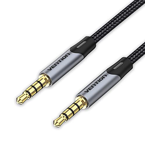 VENTION 3.5mm Aux Cable 1.5m Audio Mic Cable 4-Pole TRRS Cord 3.5mm to 3.5mm Stereo Jack to Jack cable Headphone Male to Male Jack Aux Lead Compatible with Microphone Headset Speaker PC and more von VENTION