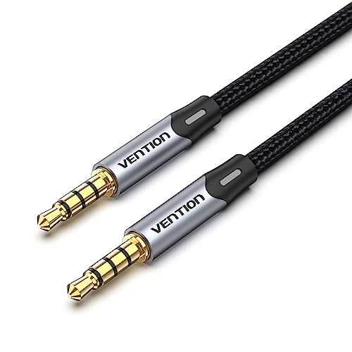 VENTION 3.5mm Aux Cable 1.5m Audio Mic Cable 4-Pole TRRS Cord 3.5mm to 3.5mm Stereo Jack to Jack cable Headphone Male to Male Jack Aux Lead Compatible with Microphone Headset Speaker PC and more von VENTION